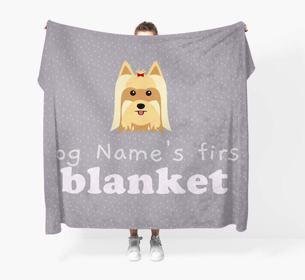 'Dog's First Blanket' - Personalised {breedFullName} Throw Blanket