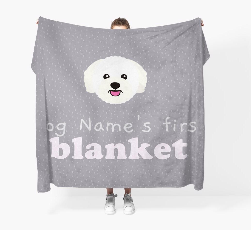 'Dog's First Blanket' - Personalised {breedFullName} Throw Blanket