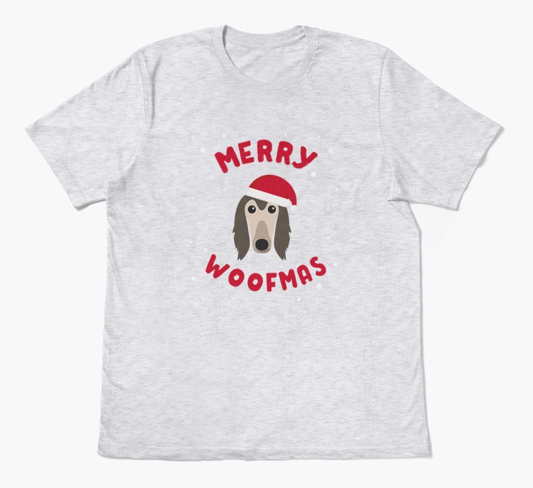 'Merry Woofmas' - Personalized {breedFullName} Adult T-Shirt