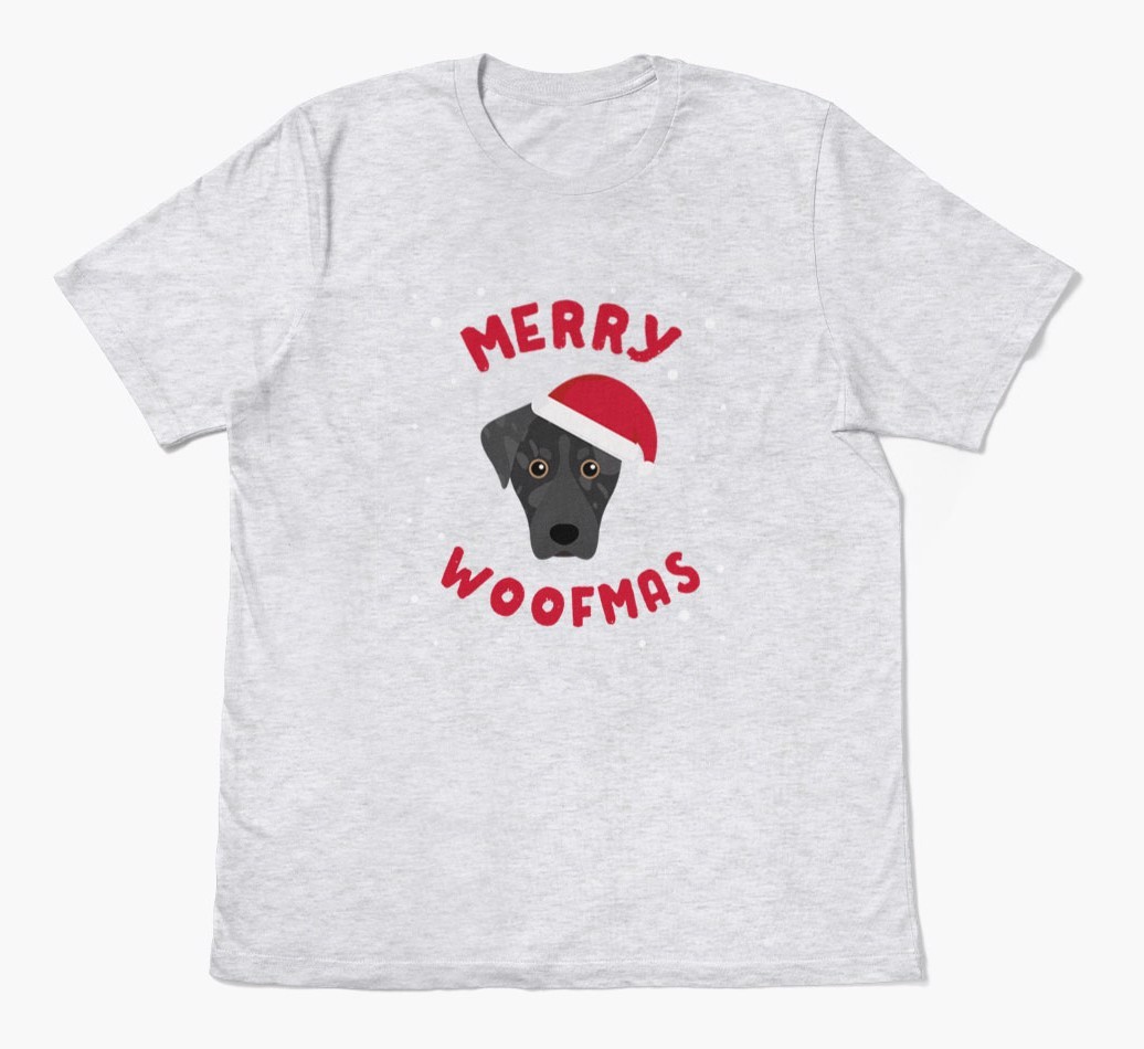 'Merry Woofmas' - Personalized {breedFullName} Adult T-Shirt