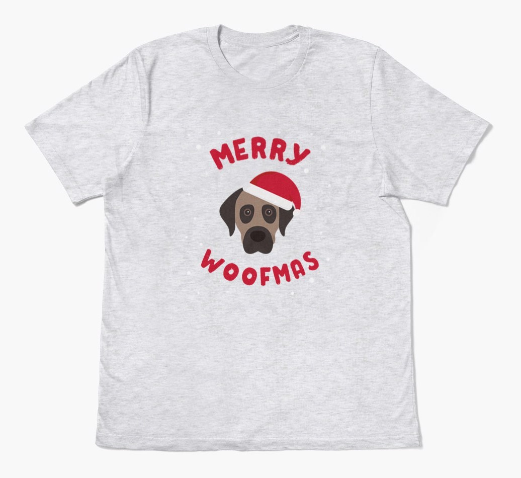 'Merry Woofmas' - Personalized {breedFullName} Adult T-Shirt