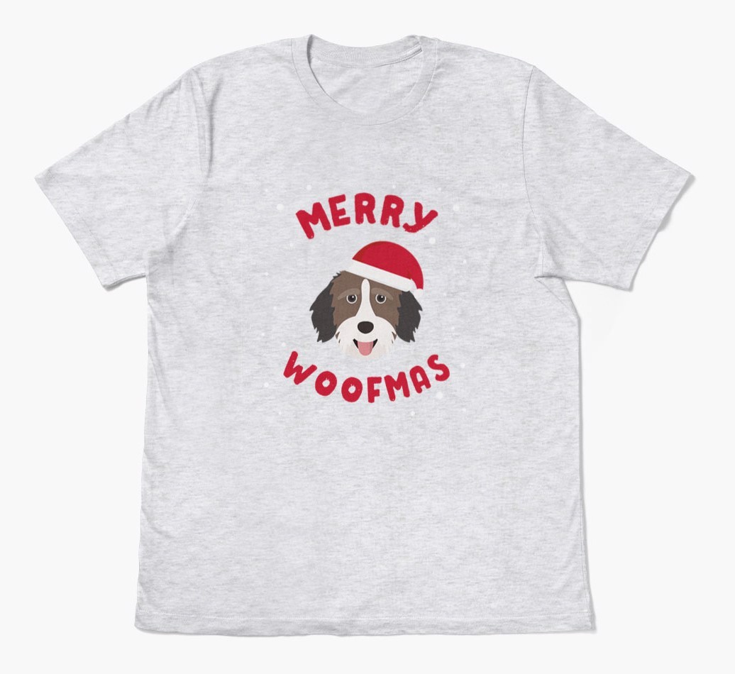 'Merry Woofmas' - Personalized {breedFullName} Adult T-Shirt