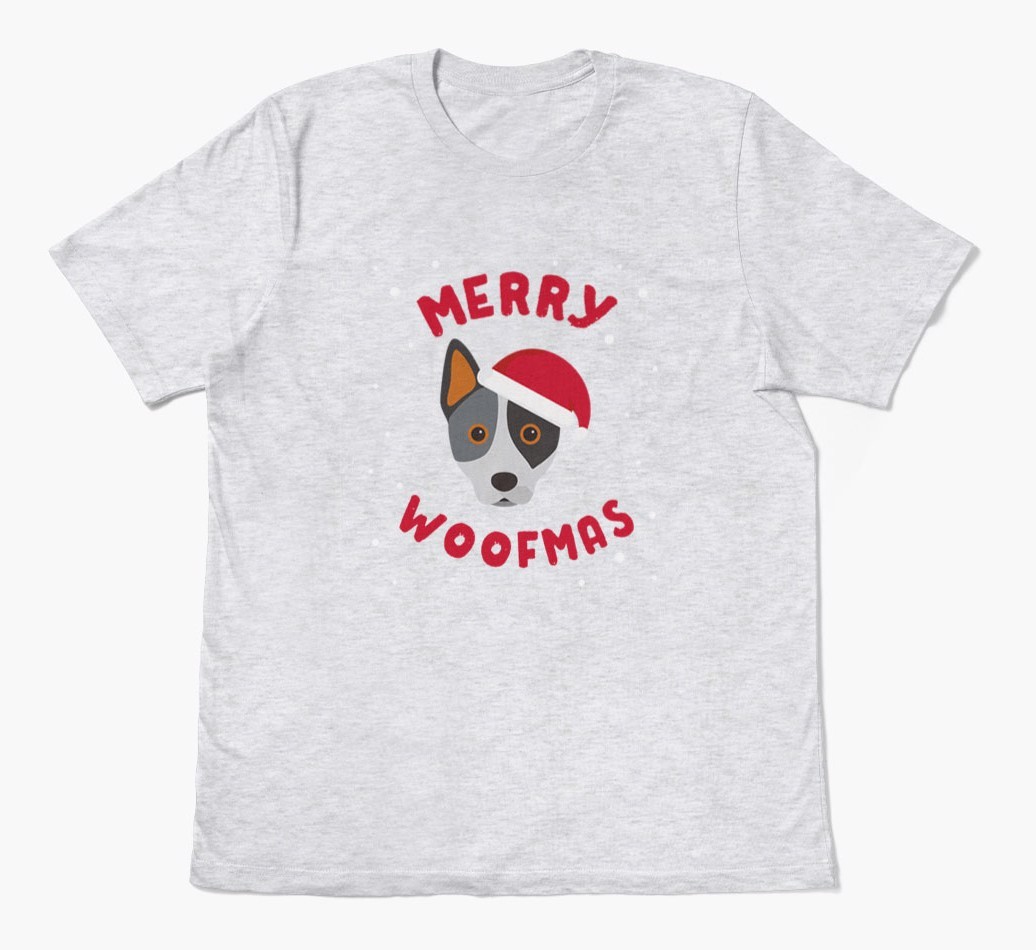 'Merry Woofmas' - Personalized {breedFullName} Adult T-Shirt