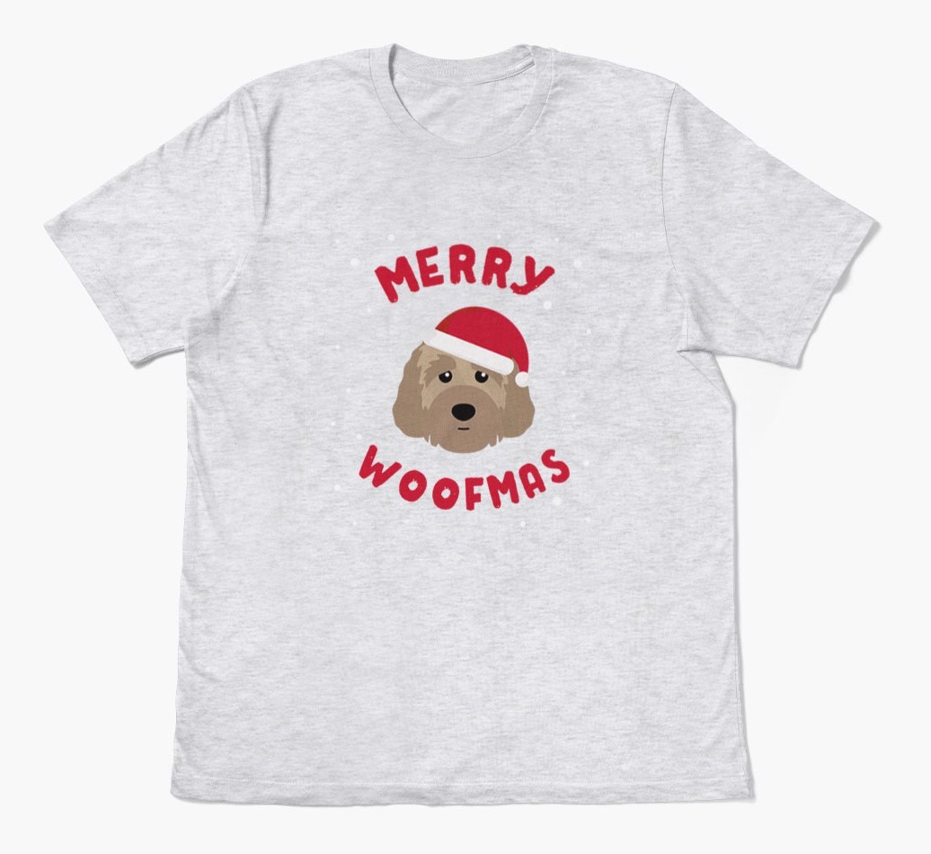 'Merry Woofmas' - Personalized {breedFullName} Adult T-Shirt