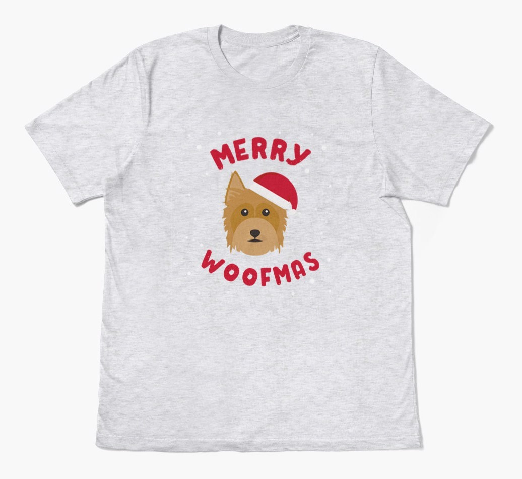 'Merry Woofmas' - Personalized {breedFullName} Adult T-Shirt