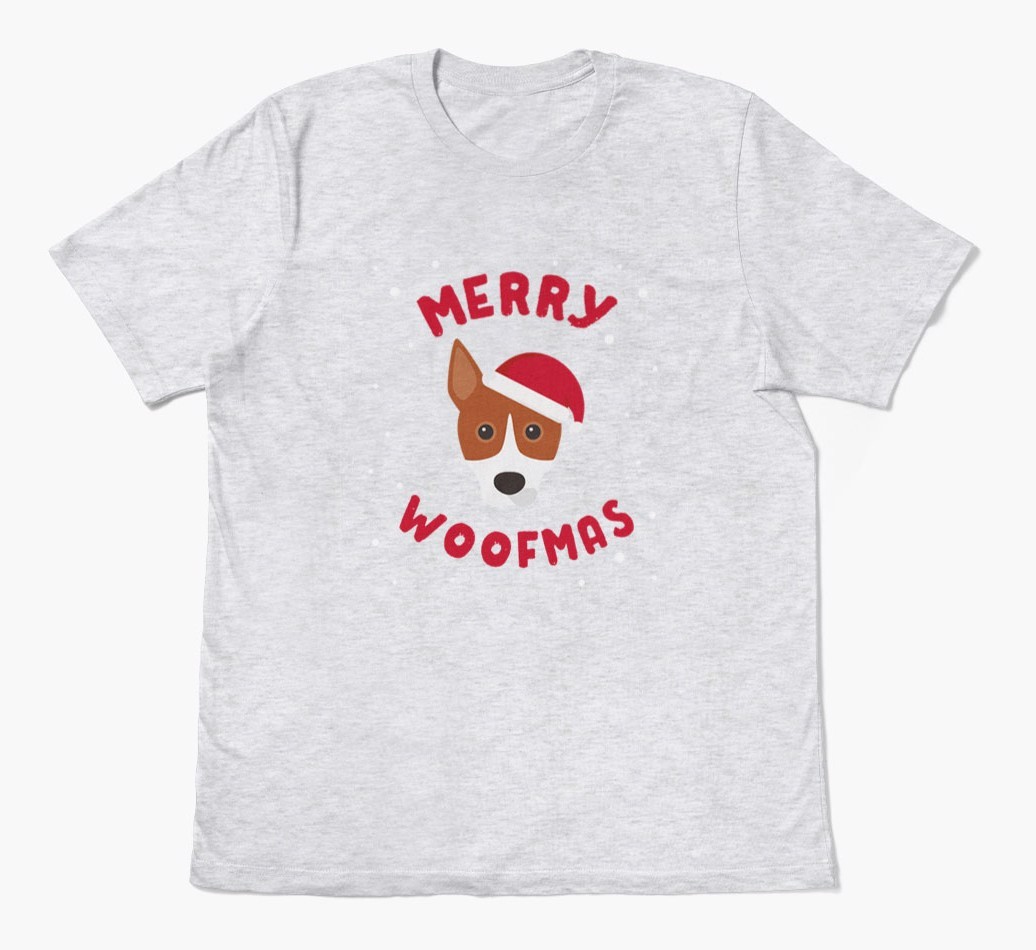 'Merry Woofmas' - Personalized {breedFullName} Adult T-Shirt