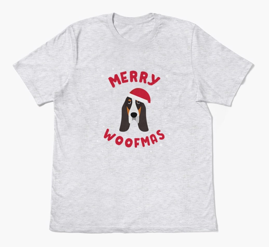 'Merry Woofmas' - Personalized {breedFullName} Adult T-Shirt