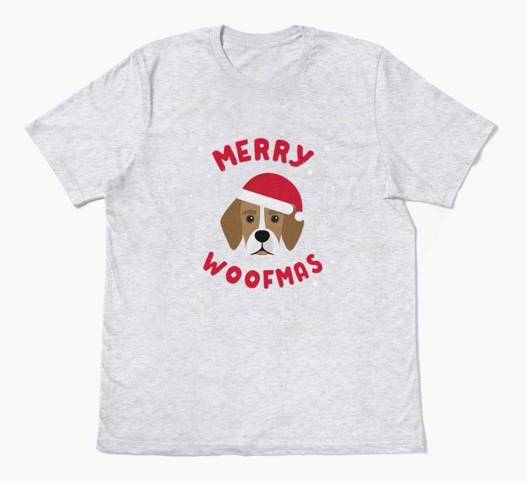 'Merry Woofmas' - Personalized {breedFullName} Adult T-Shirt