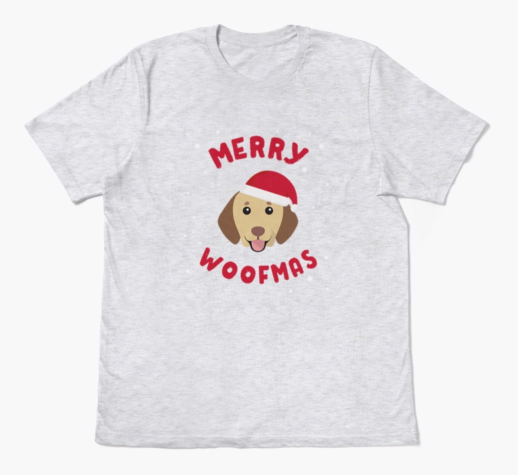 'Merry Woofmas' - Personalized {breedFullName} Adult T-Shirt