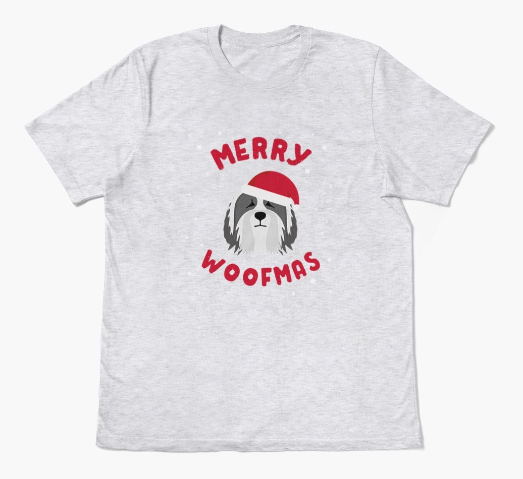 'Merry Woofmas' - Personalized {breedFullName} Adult T-Shirt