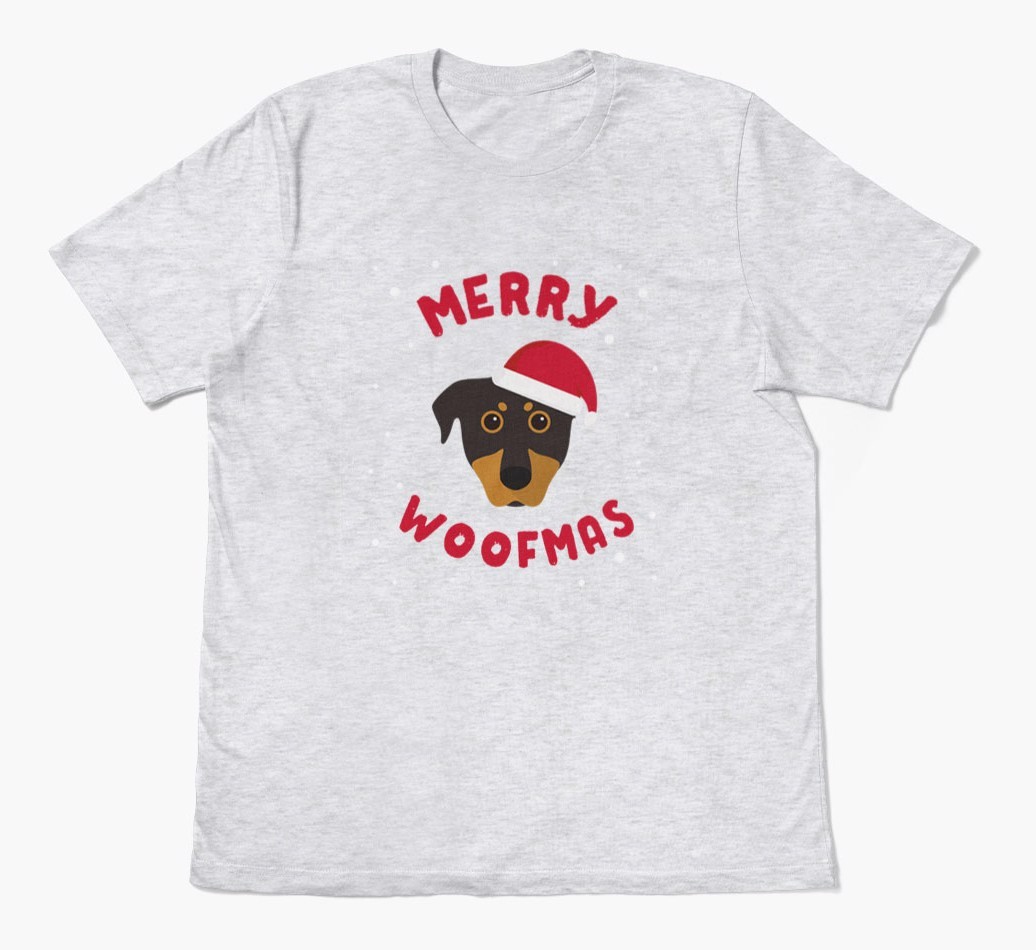 'Merry Woofmas' - Personalized {breedFullName} Adult T-Shirt