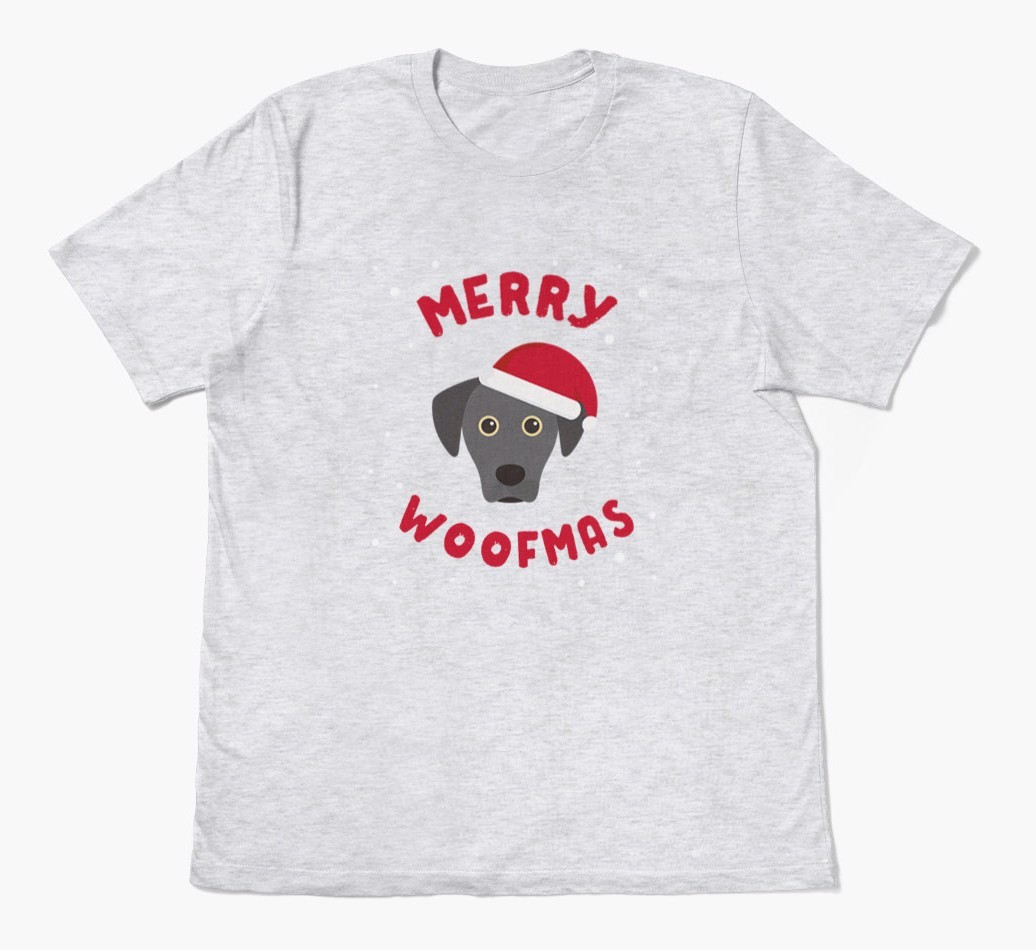 'Merry Woofmas' - Personalized {breedFullName} Adult T-Shirt