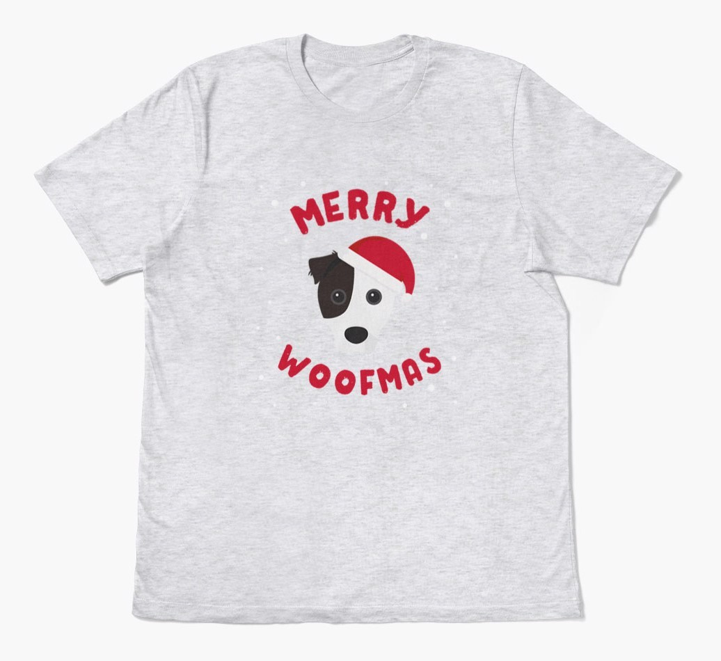 'Merry Woofmas' - Personalized {breedFullName} Adult T-Shirt