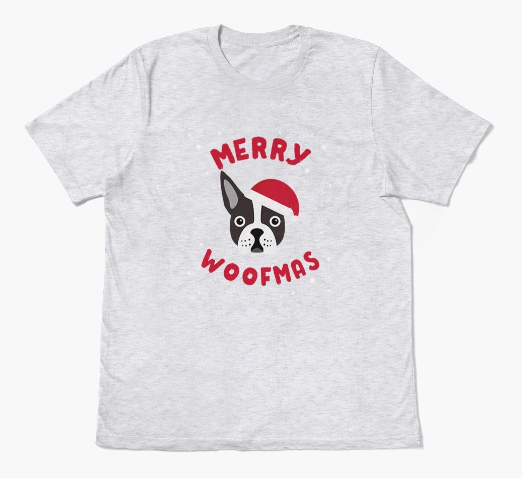 'Merry Woofmas' - Personalized {breedFullName} Adult T-Shirt