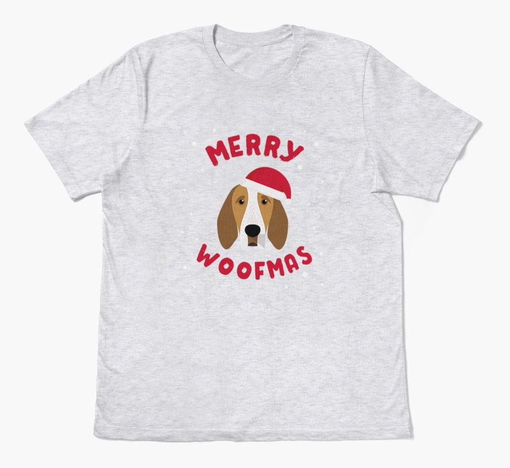 'Merry Woofmas' - Personalized {breedFullName} Adult T-Shirt