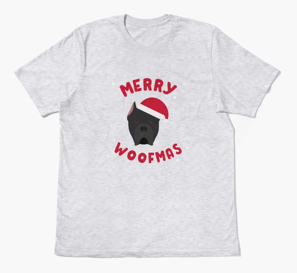 'Merry Woofmas' - Personalized {breedFullName} Adult T-Shirt