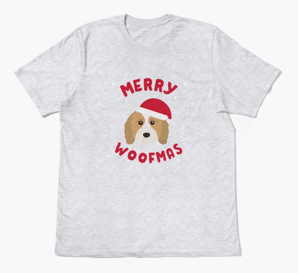 'Merry Woofmas' - Personalized {breedFullName} Adult T-Shirt