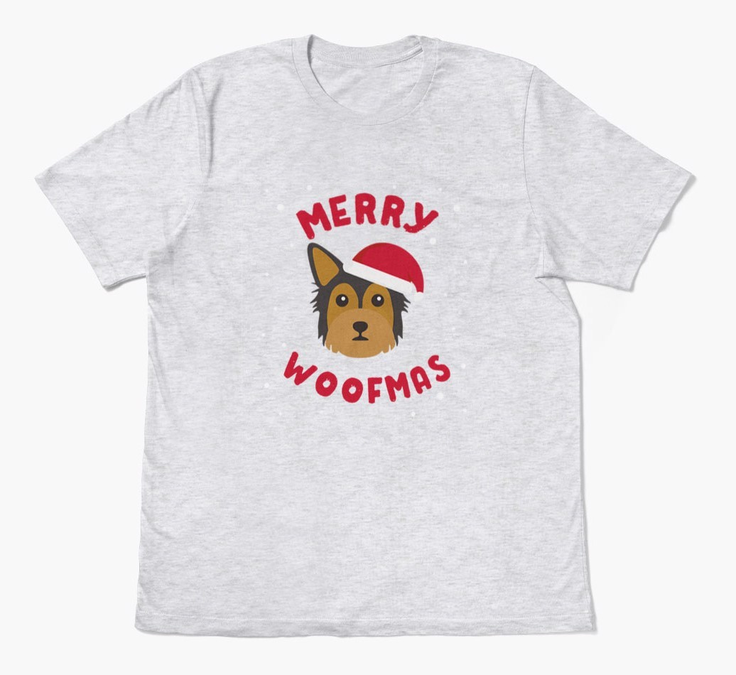 'Merry Woofmas' - Personalized {breedFullName} Adult T-Shirt