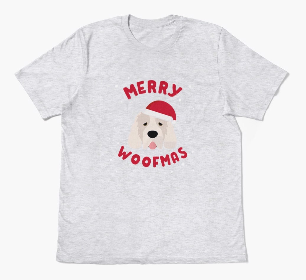 'Merry Woofmas' - Personalized {breedFullName} Adult T-Shirt
