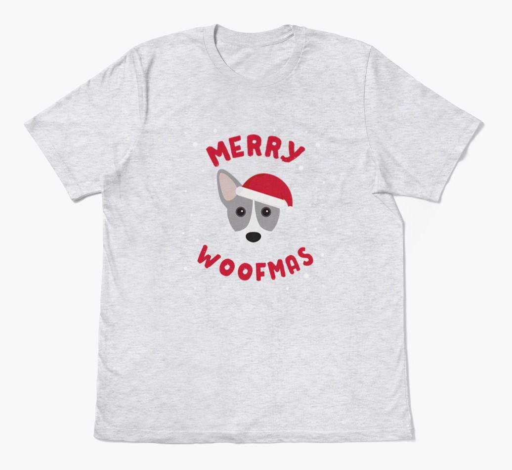 'Merry Woofmas' - Personalized {breedFullName} Adult T-Shirt