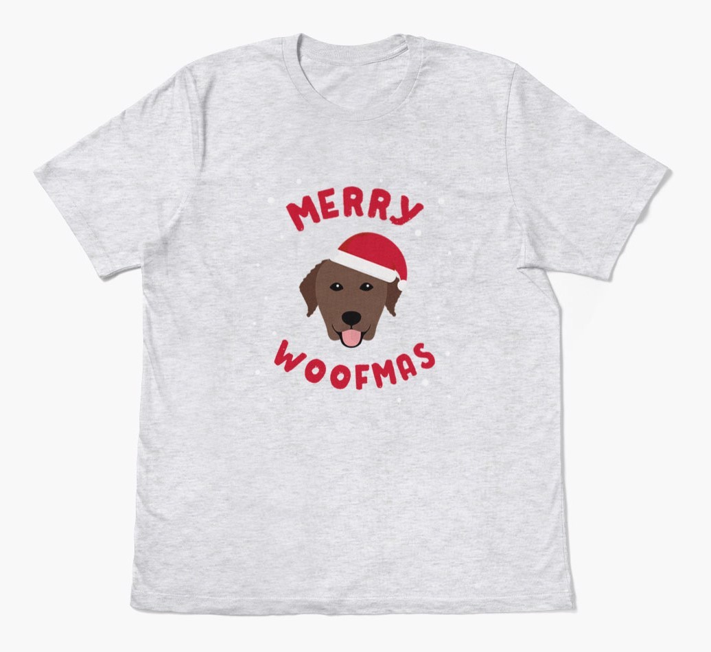 'Merry Woofmas' - Personalized {breedFullName} Adult T-Shirt