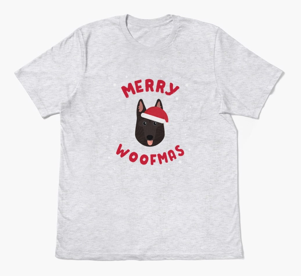 'Merry Woofmas' - Personalized {breedFullName} Adult T-Shirt