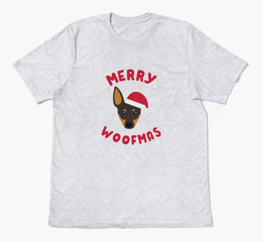 'Merry Woofmas' - Personalized {breedFullName} Adult T-Shirt