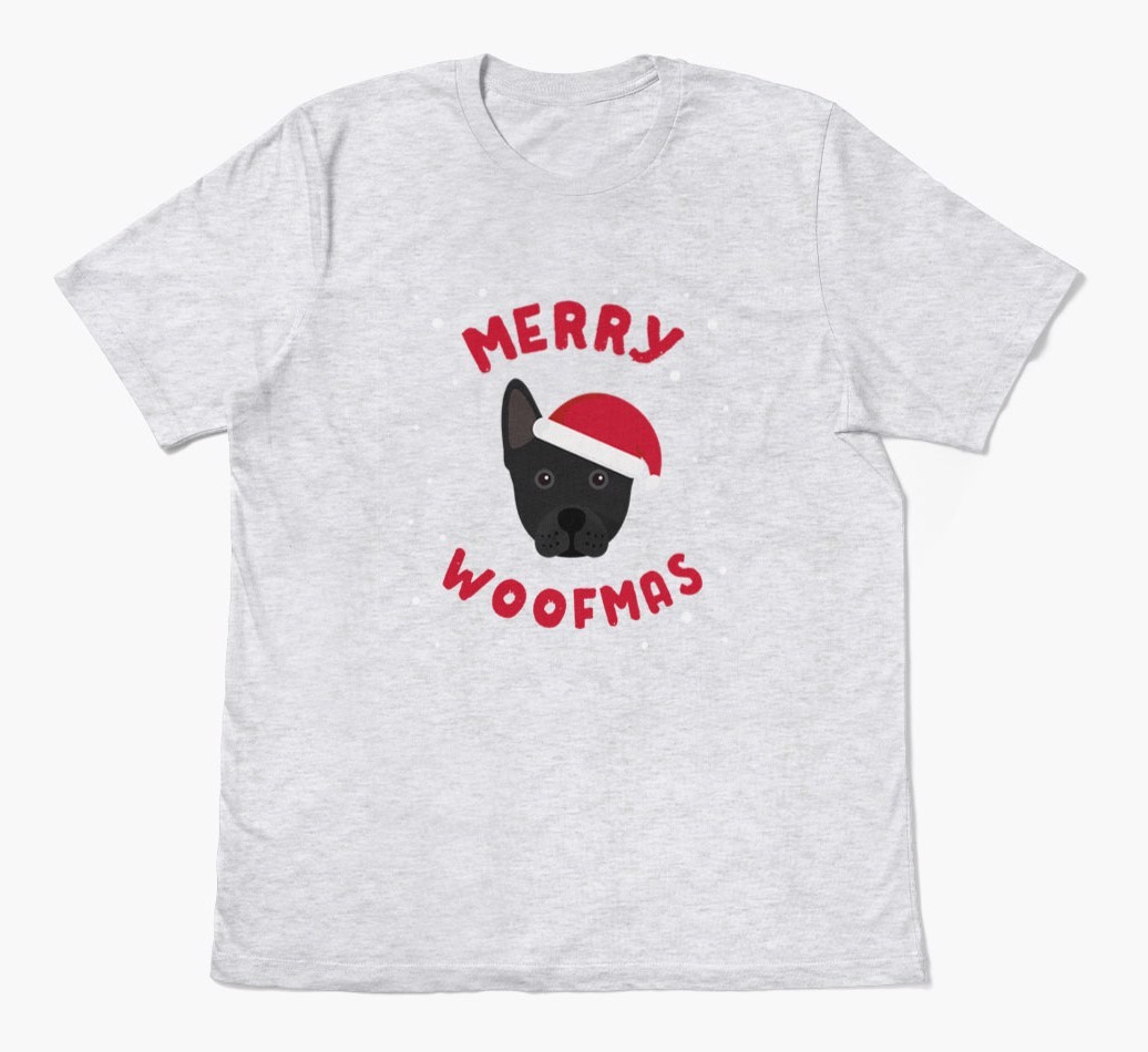 'Merry Woofmas' - Personalized {breedFullName} Adult T-Shirt