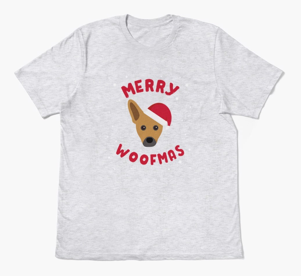 'Merry Woofmas' - Personalized {breedFullName} Adult T-Shirt