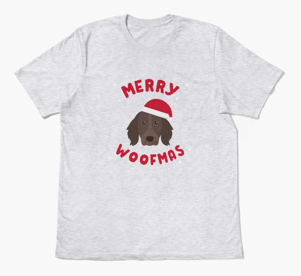 'Merry Woofmas' - Personalized {breedFullName} Adult T-Shirt
