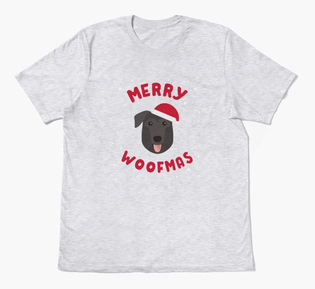 'Merry Woofmas' - Personalized {breedFullName} Adult T-Shirt