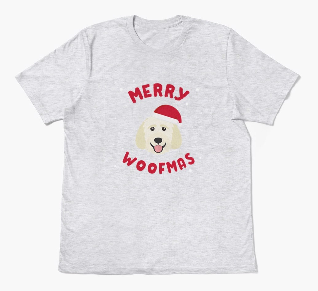 'Merry Woofmas' - Personalized {breedFullName} Adult T-Shirt