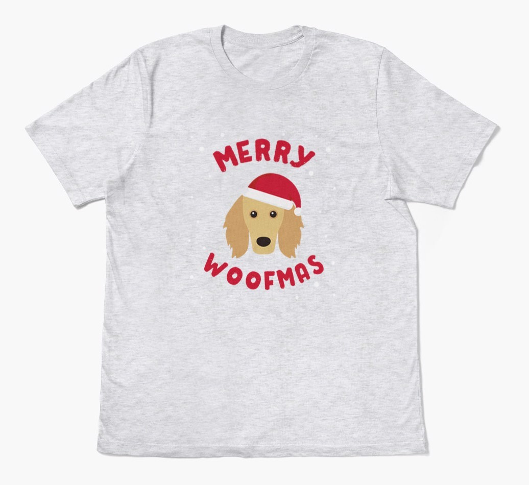 'Merry Woofmas' - Personalized {breedFullName} Adult T-Shirt