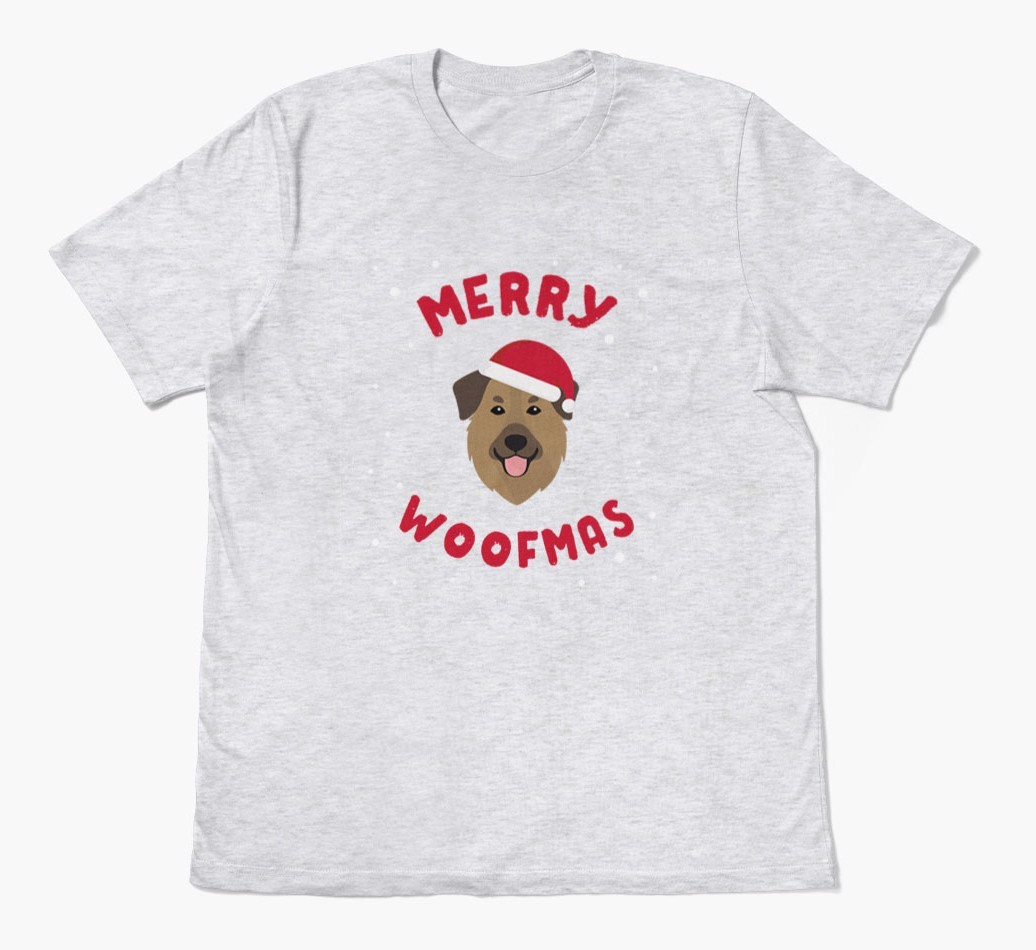 'Merry Woofmas' - Personalized {breedFullName} Adult T-Shirt