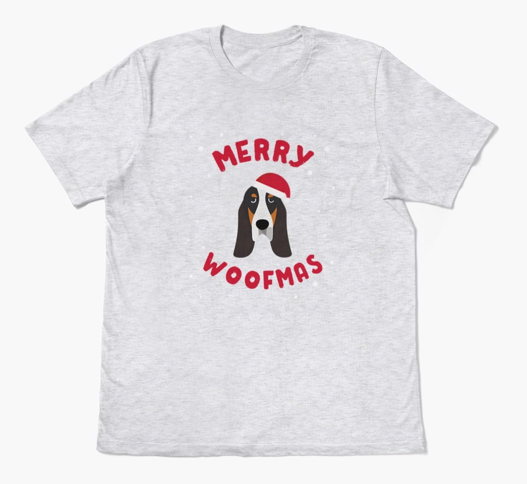 'Merry Woofmas' - Personalized {breedFullName} Adult T-Shirt