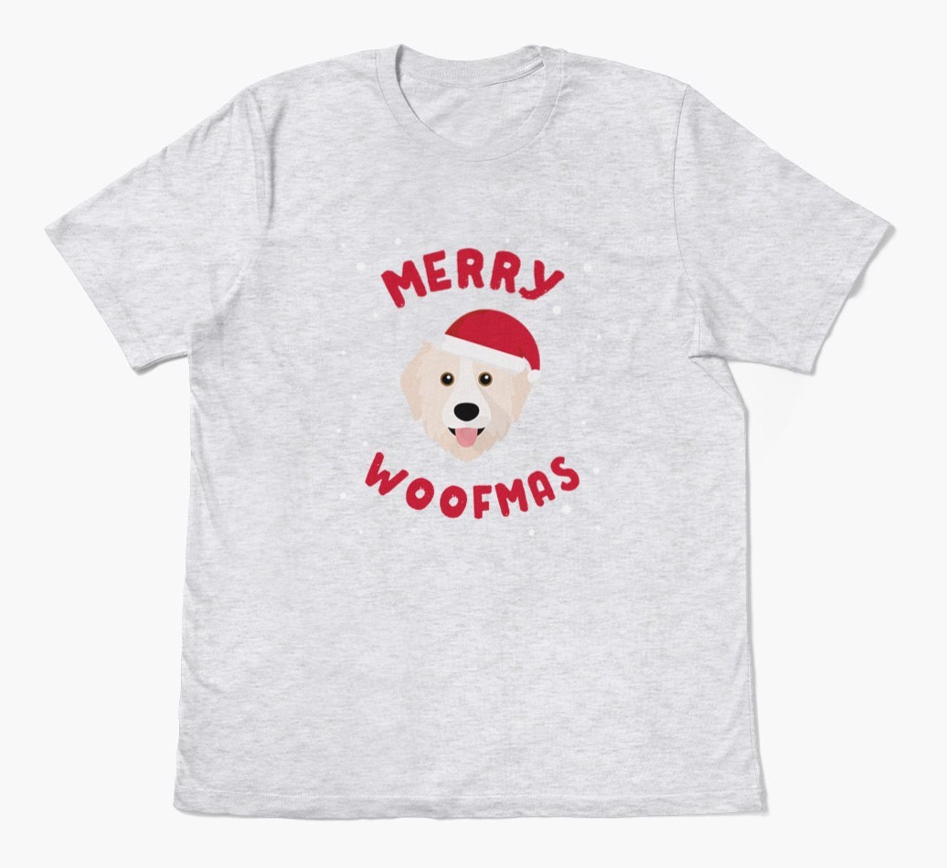 'Merry Woofmas' - Personalized {breedFullName} Adult T-Shirt