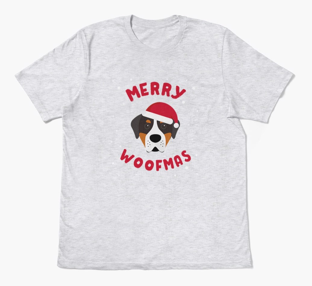 'Merry Woofmas' - Personalized {breedFullName} Adult T-Shirt