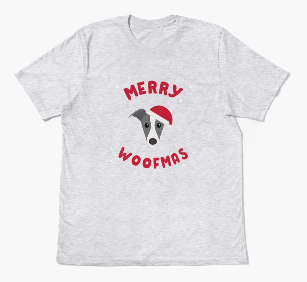 'Merry Woofmas' - Personalized {breedFullName} Adult T-Shirt