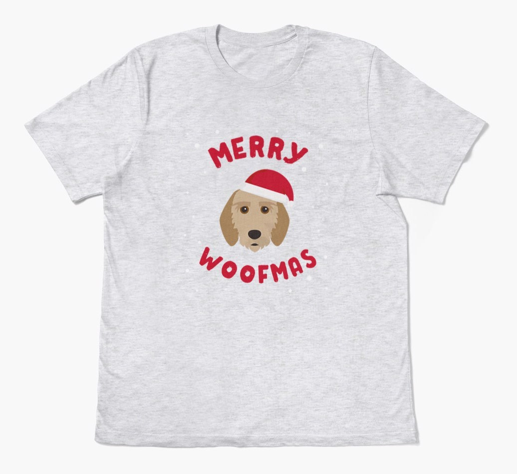 'Merry Woofmas' - Personalized {breedFullName} Adult T-Shirt