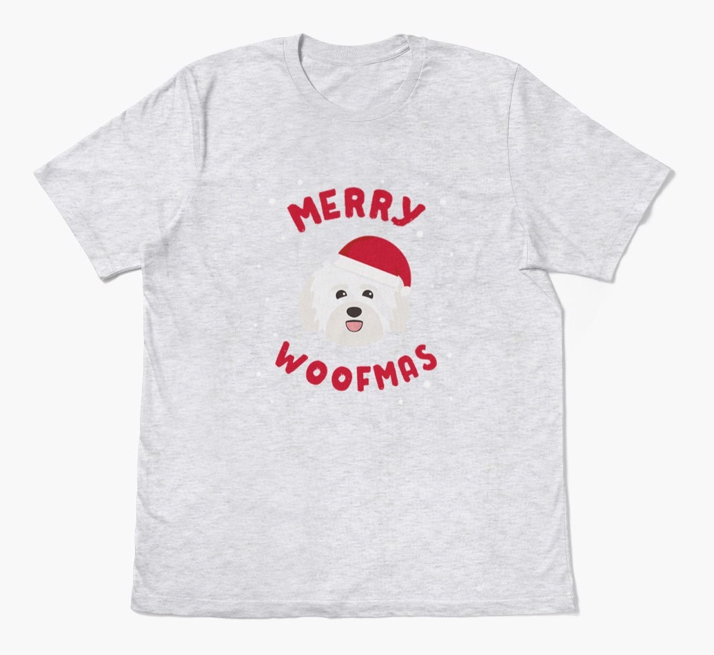 'Merry Woofmas' - Personalized {breedFullName} Adult T-Shirt