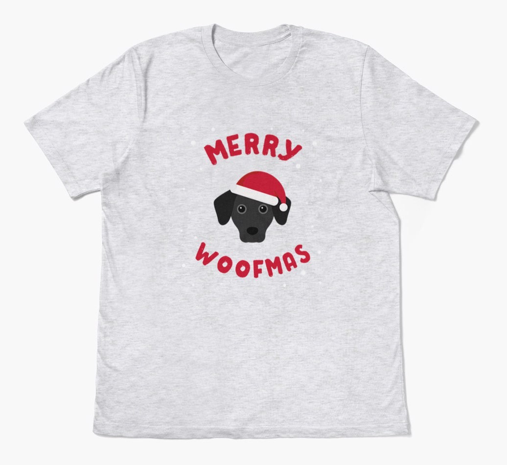'Merry Woofmas' - Personalized {breedFullName} Adult T-Shirt