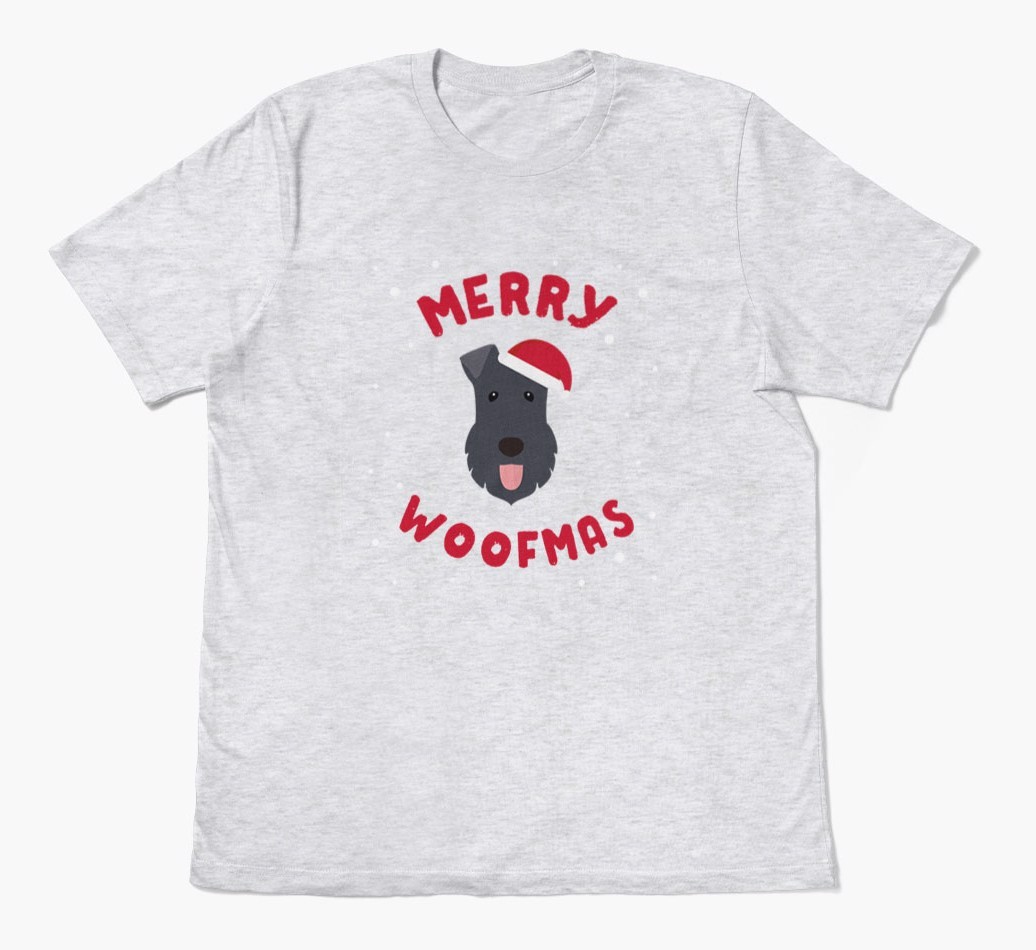 'Merry Woofmas' - Personalized {breedFullName} Adult T-Shirt