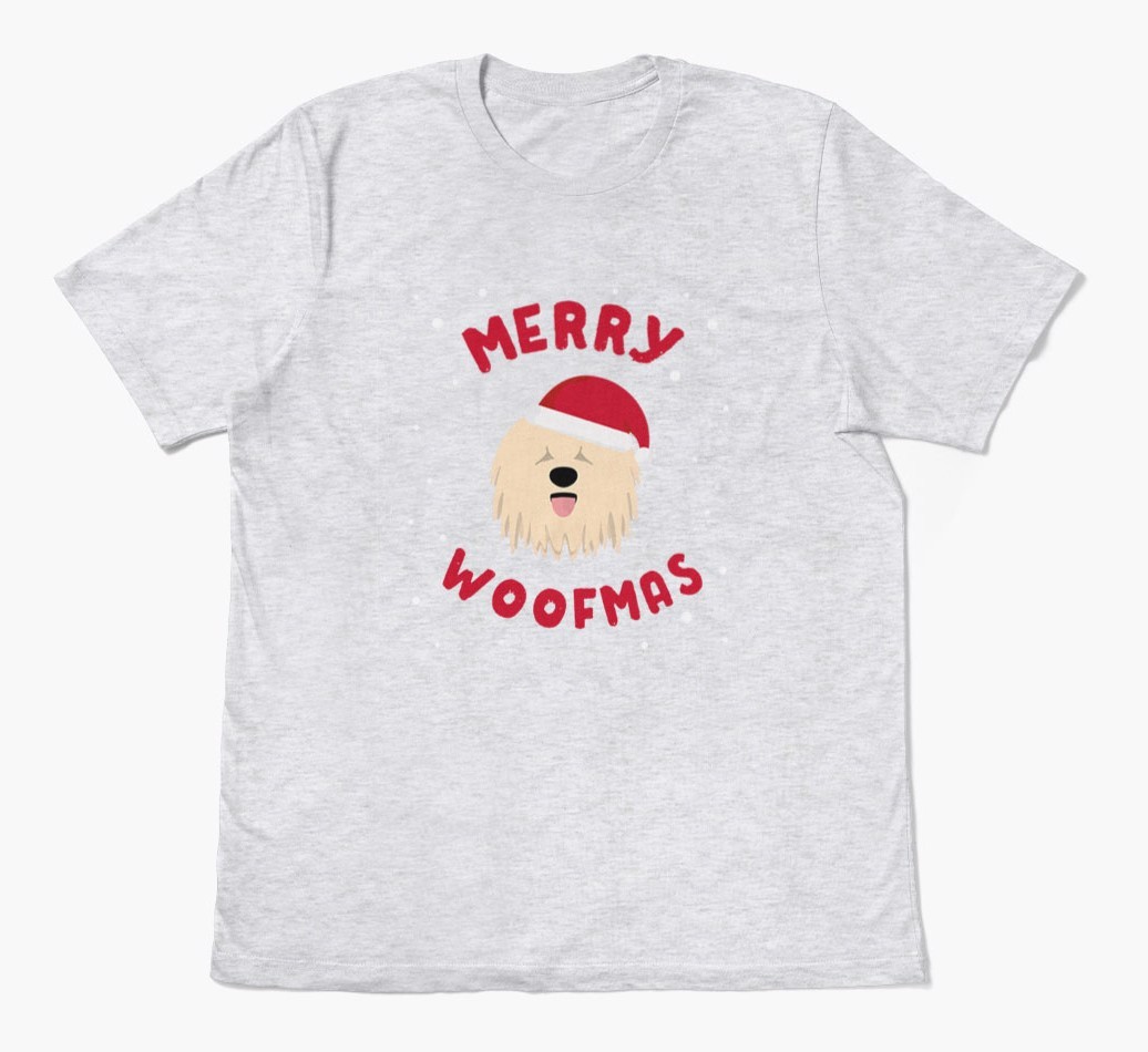 'Merry Woofmas' - Personalized {breedFullName} Adult T-Shirt