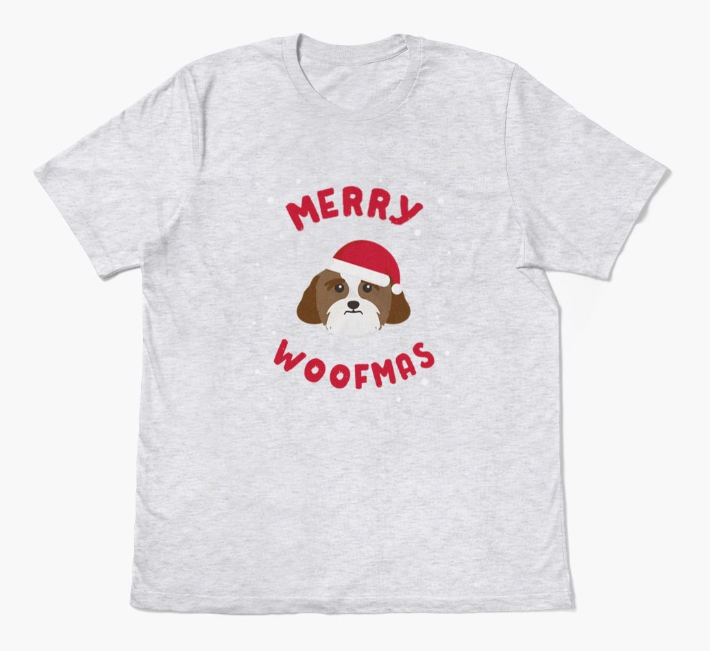 'Merry Woofmas' - Personalized {breedFullName} Adult T-Shirt