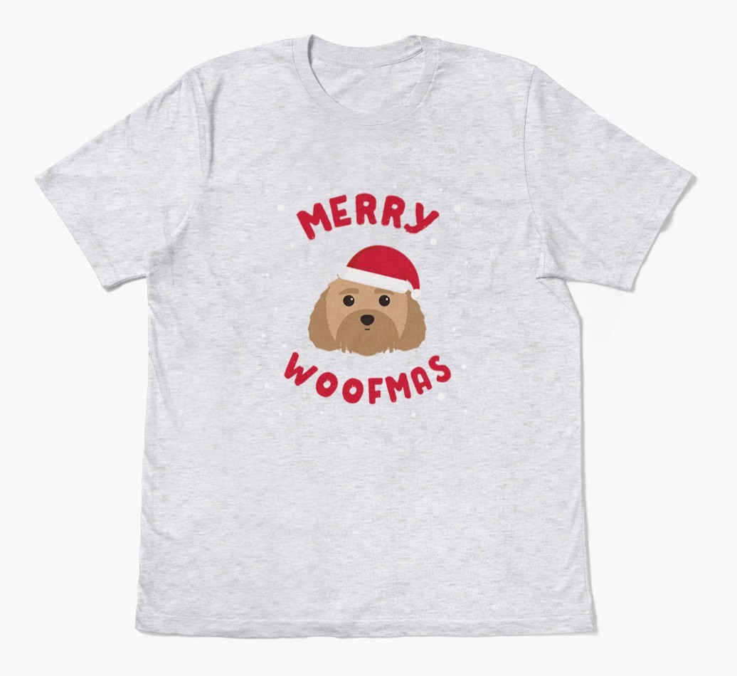 'Merry Woofmas' - Personalized {breedFullName} Adult T-Shirt