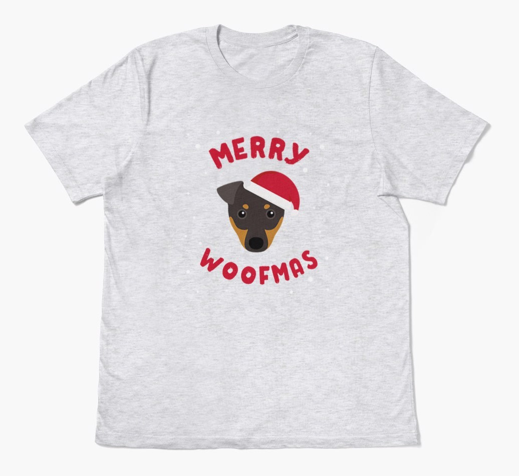 'Merry Woofmas' - Personalized {breedFullName} Adult T-Shirt