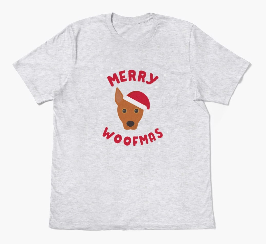 'Merry Woofmas' - Personalized {breedFullName} Adult T-Shirt