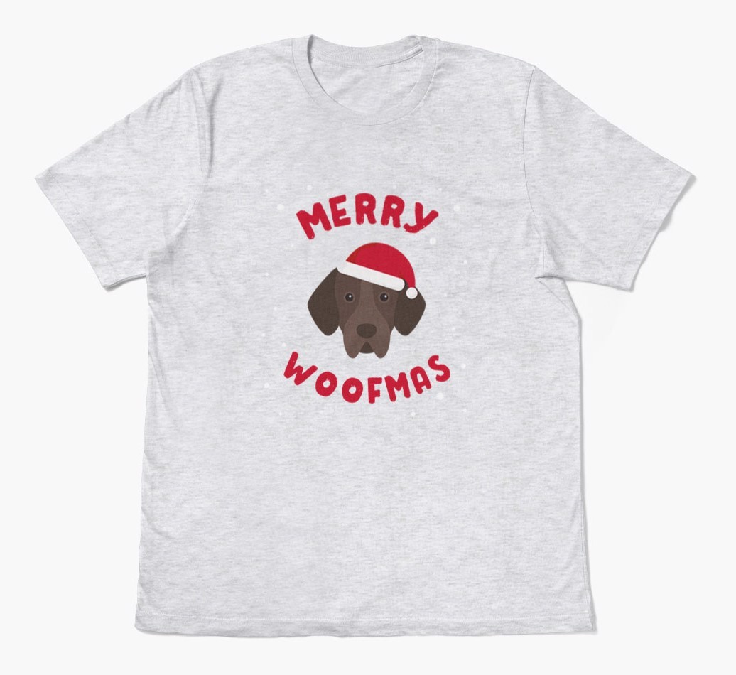 'Merry Woofmas' - Personalized {breedFullName} Adult T-Shirt