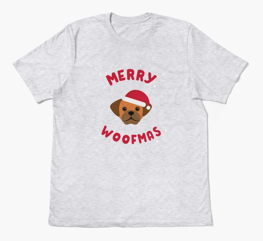 'Merry Woofmas' - Personalized {breedFullName} Adult T-Shirt