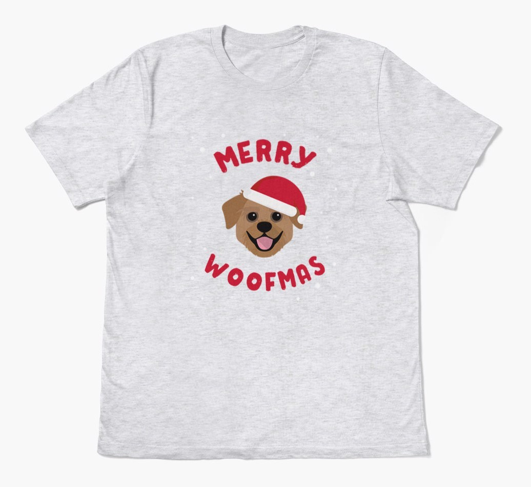 'Merry Woofmas' - Personalized {breedFullName} Adult T-Shirt